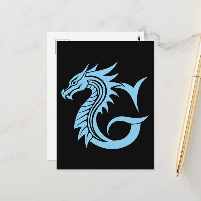 Dragon Styled Letter G, Dragon Alphabet, Monogram Postkarte (Vorderseite/Rückseite Beispiel)