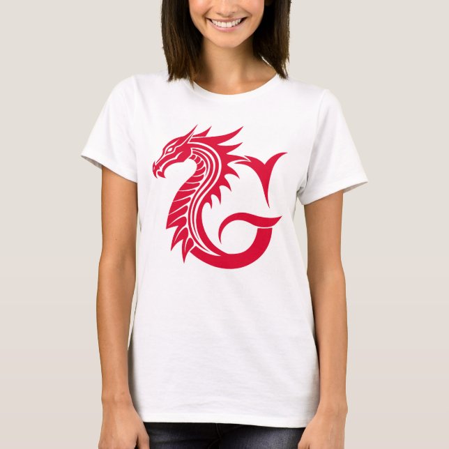 Dragon Styled Letter G, Dragon Alphabet, Monogram T-Shirt (Vorderseite)