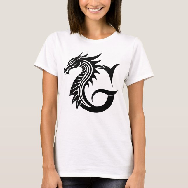 Dragon Styled Letter G, Dragon Alphabet, Monogram T-Shirt (Vorderseite)