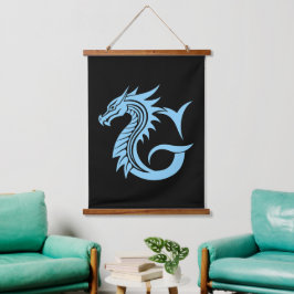 Dragon Styled Letter G, Dragon Alphabet, Monogram Wandteppich Mit Holzrahmen