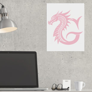 Dragon Styled Letter G, Dragon Alphabet, Monogramm Foliendrucke