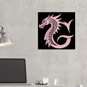 Dragon Styled Letter G, Dragon Alphabet, Monogramm Foliendrucke