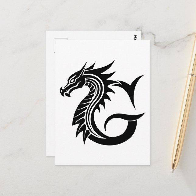 Dragon Styled Letter G, Dragon Alphabet, Monogramm Postkarte (Vorderseite/Rückseite Beispiel)