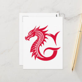 Dragon Styled Letter G, Dragon Alphabet, Monogramm Postkarte