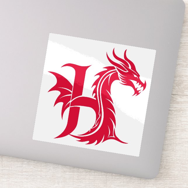 Dragon Styled Letter H, Dragon Alphabet, Monogram Aufkleber (Detail)