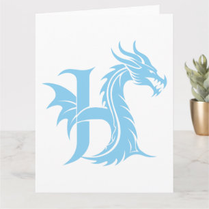 Dragon Styled Letter H, Dragon Alphabet, Monogramm Karte