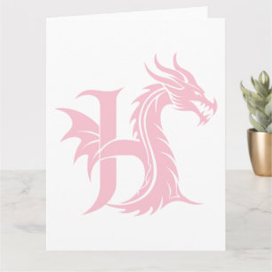 Dragon Styled Letter H, Dragon Alphabet, Monogramm Karte