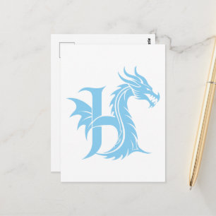 Dragon Styled Letter H, Dragon Alphabet, Monogramm Postkarte