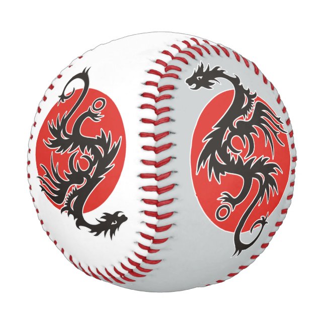 Dragon Sun - Schwarz-Weiß + Ihre Ideen Baseball (Schrägansicht)