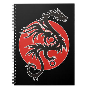Dragon Sun - Schwarz-Weiß + Ihre Ideen Notizblock