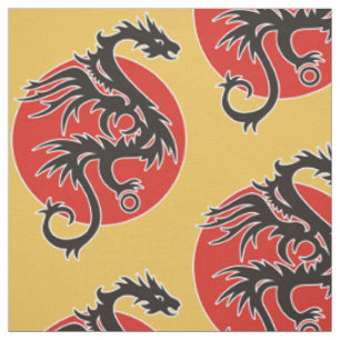 Dragon Sun - Schwarz-Weiß + Ihre Ideen Stoff