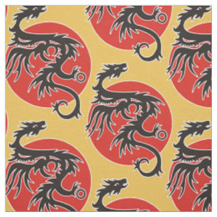 Dragon Sun - Schwarz-Weiß + Ihre Ideen Stoff