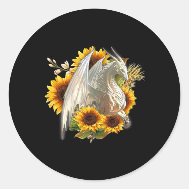 Dragon Sunflower Spring Lover Runder Aufkleber (Vorderseite)
