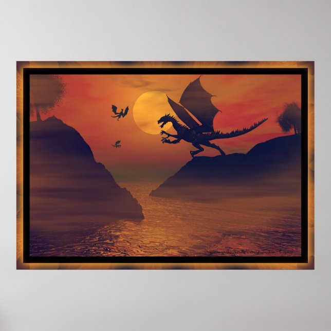 Dragon Sunset by Michelle Wilder Poster (Vorne)
