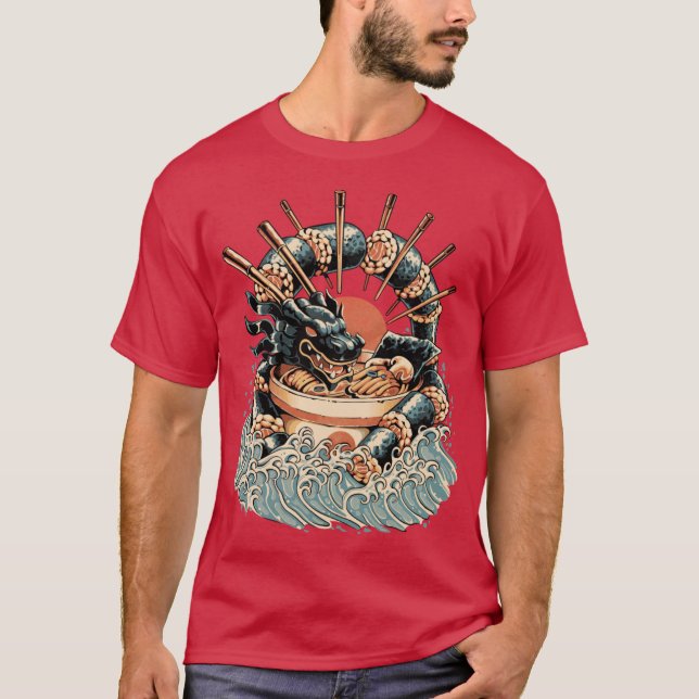 Dragon Sushi Ramen Black Version T-Shirt (Vorderseite)