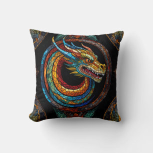 Dragon Swirl im mehrfarbigen Mosaikdesign Kissen