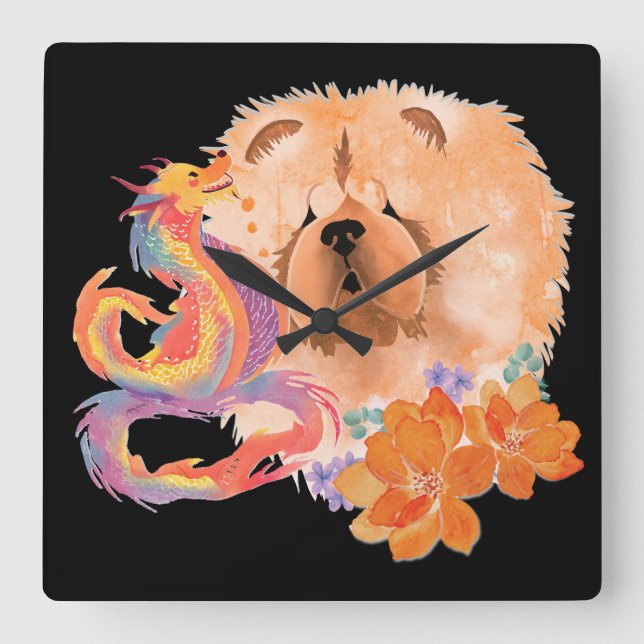 DRAGON-TALEZ: Jahr des Drachen Quadratische Wanduhr (Vorderseite)