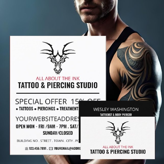 Dragon Tattoo, Tattooist & Body Piercer Visitenkarte (Von Creator hochgeladen)