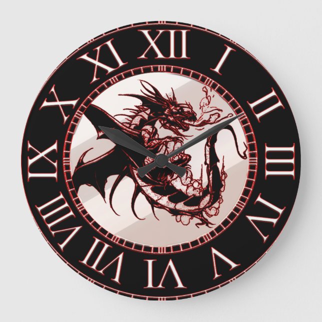 Dragon Theme Clock Große Wanduhr (Vorderseite)