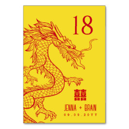 Dragon Theme Double Happy | Red on Gold Tischnummer