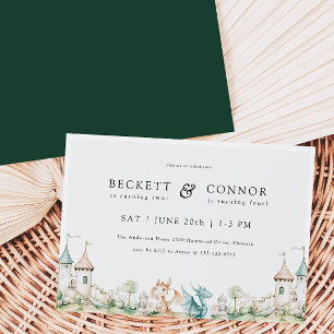 Dragon Theme Joint Birthday Party Einladung