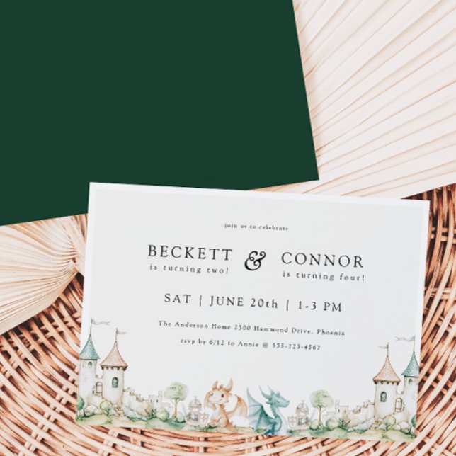 Dragon Theme Joint Birthday Party Einladung (Von Creator hochgeladen)