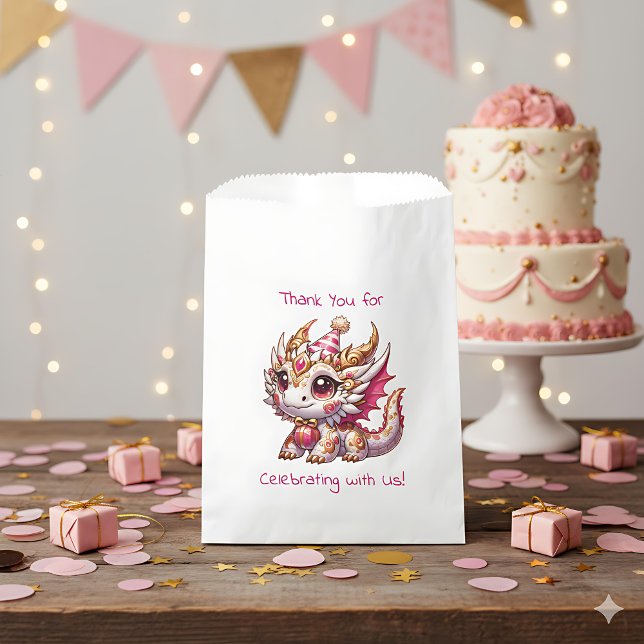 Dragon Themed Pink and Gold Personalisiert Geburts Geschenktütchen (Von Creator hochgeladen)