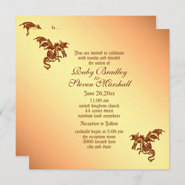 Dragon Titian Fantasy Wedding Theme Einladung (Vorne/Hinten)