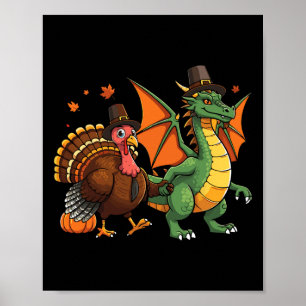 Dragon Turkey Pilgrim Erntedank Pumpkin Kids Bo Poster