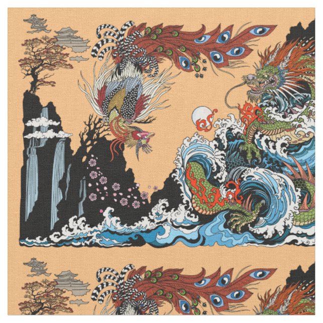 Dragon und Feng Huang. Illustration durch Insima Stoff (Nahaufnahme)