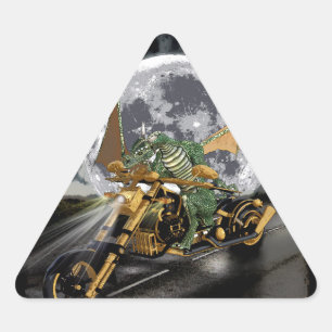 Dragon und Moon Fantasy Artwork Dreieckiger Aufkleber