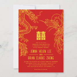 Dragon und Phoenix doppeltes Glück | Hinteres Must Einladung