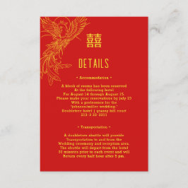 Dragon und Phoenix Hochzeit | Phoenix Gastdetails Begleitkarte