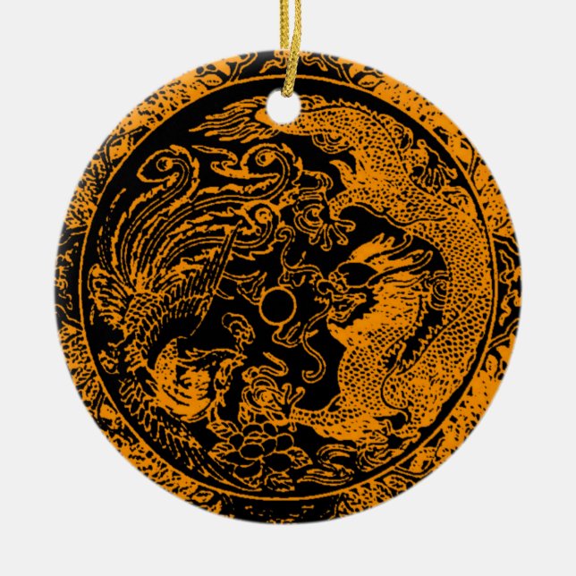 Dragon und Phoenix-Ornament Keramik Ornament (Vorne)