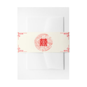 Dragon und Phoenix Rote chinesische Hochzeit Einla Einladungsbanderole