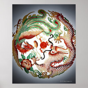 Dragon und Phoenix Stencil Poster