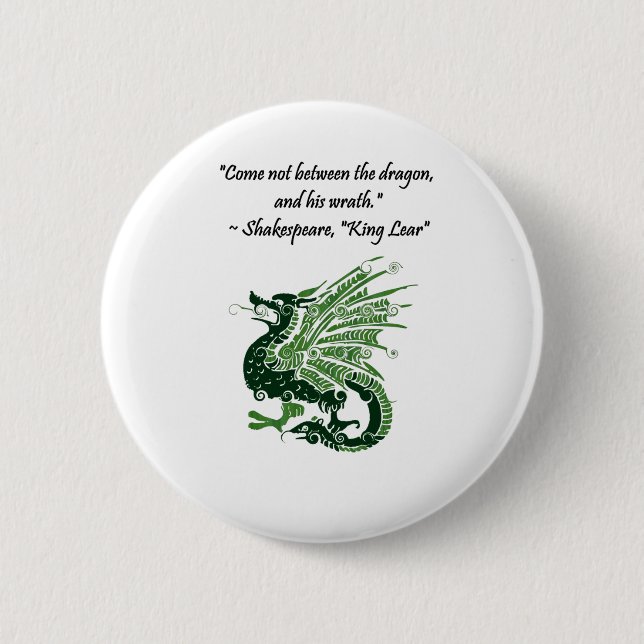 Dragon und Seiner Zorn Shakespeare King Lear Carto Button (Vorderseite)