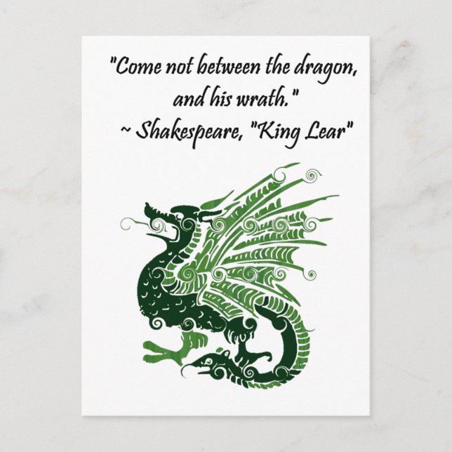 Dragon und Seiner Zorn Shakespeare King Lear Carto Postkarte (Vorderseite)