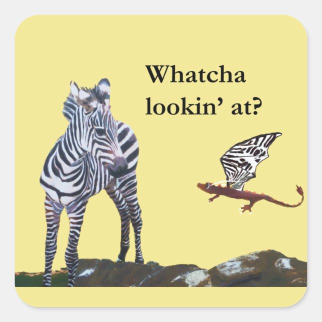 Dragon und Zebra Quadratischer Aufkleber (Vorderseite)