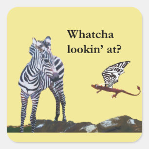 Dragon und Zebra Quadratischer Aufkleber