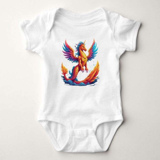 Dragon-Unicorn & Phoenix-Meerjungfrau Baby Strampler (Vorderseite)