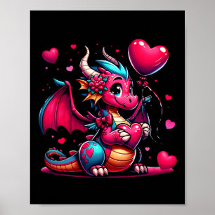 Dragon Valentinstag Herzen Tier Männer Frauen Kind Poster