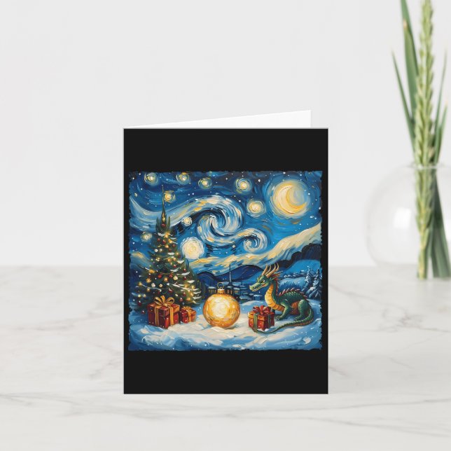 Dragon Van Gogh Style Starry Night Christmas Winte Karte (Vorderseite)