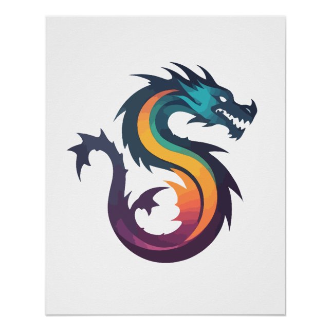 Dragon Vector Art Animal Modern Urban City Grafik Poster (Vorderseite)