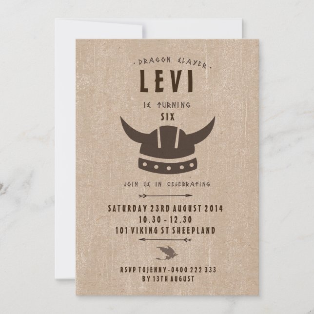 Dragon & Viking Einladung zum Geburtstag (Vorderseite)