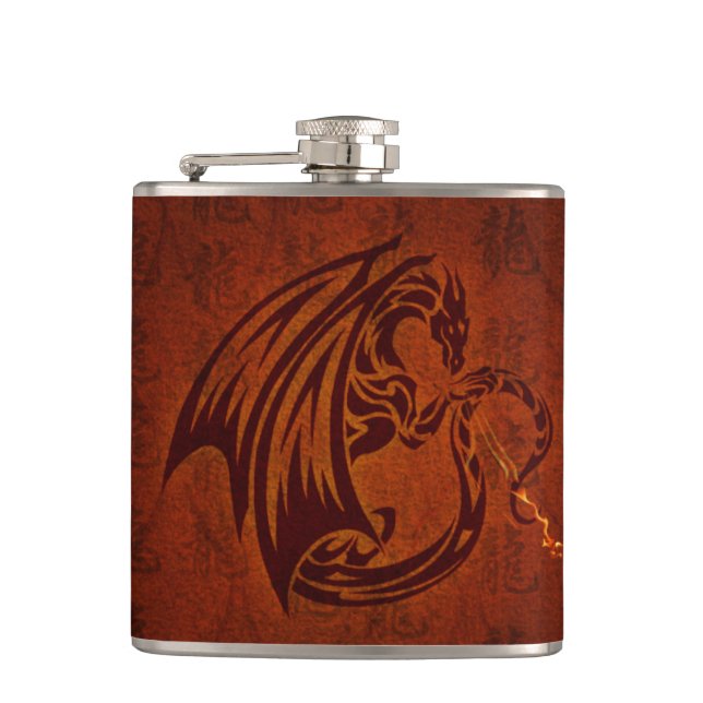 Dragon Vinyl Wrapped Flask Flachmann (Vorderseite)