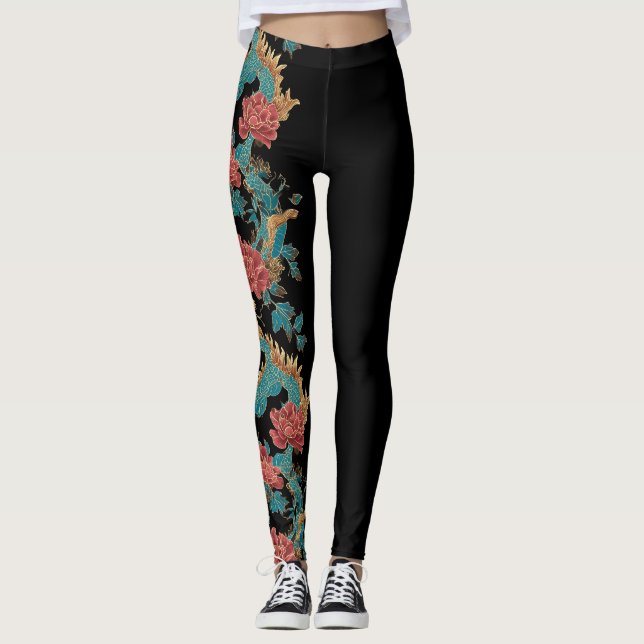 Dragon vom japanischen Tattoo-Stil Leggings (Vorderseite)