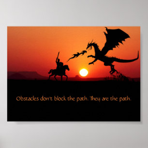 Dragon vs Knight Motivierend Zitat Poster