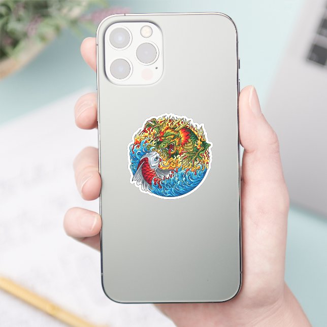 Dragon vs. Koi Aufkleber (Telefon)