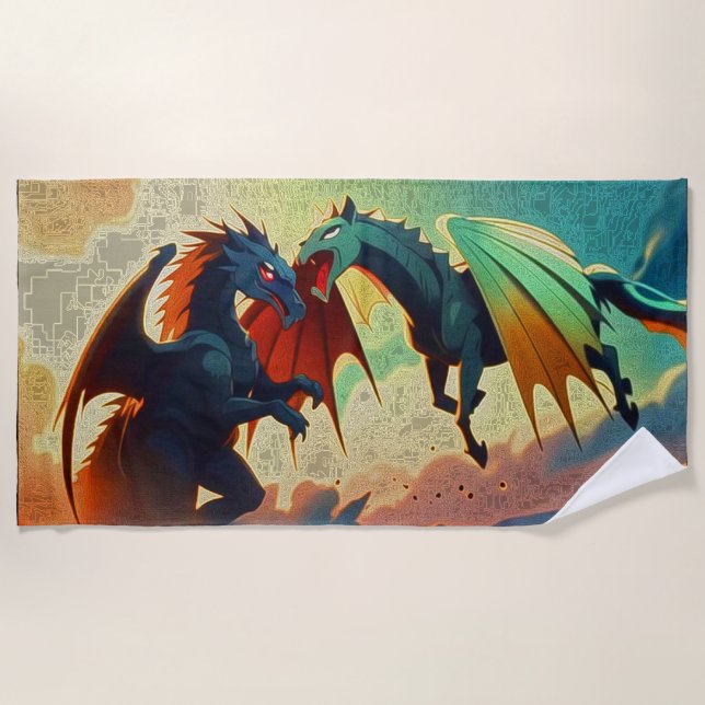 Dragon vs Pegasus  Strandtuch (Vorderseite)